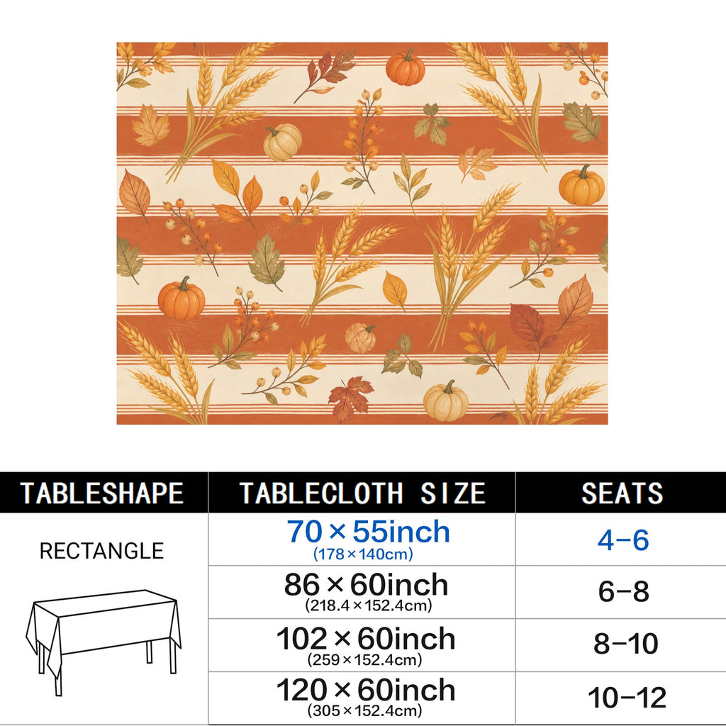 Wheat Stripe 178cm x 140cm Rectangular Tablecloth 70x55inch (QUE)