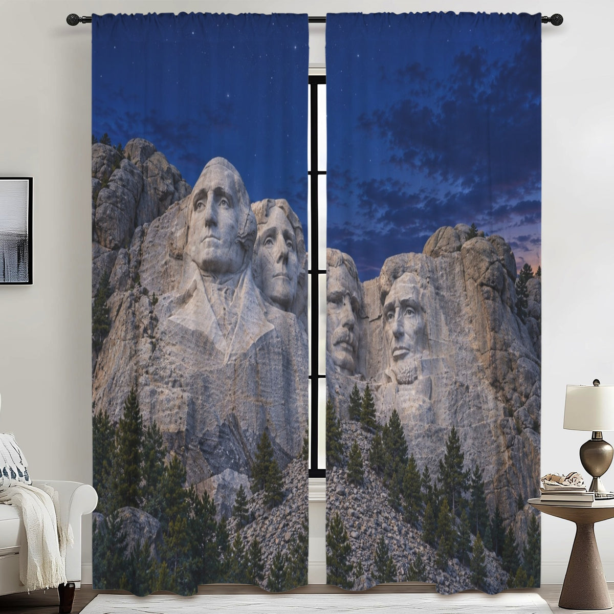 Rushmore Deep-Blue Evening 52 x 84 in Window Curtain Set
