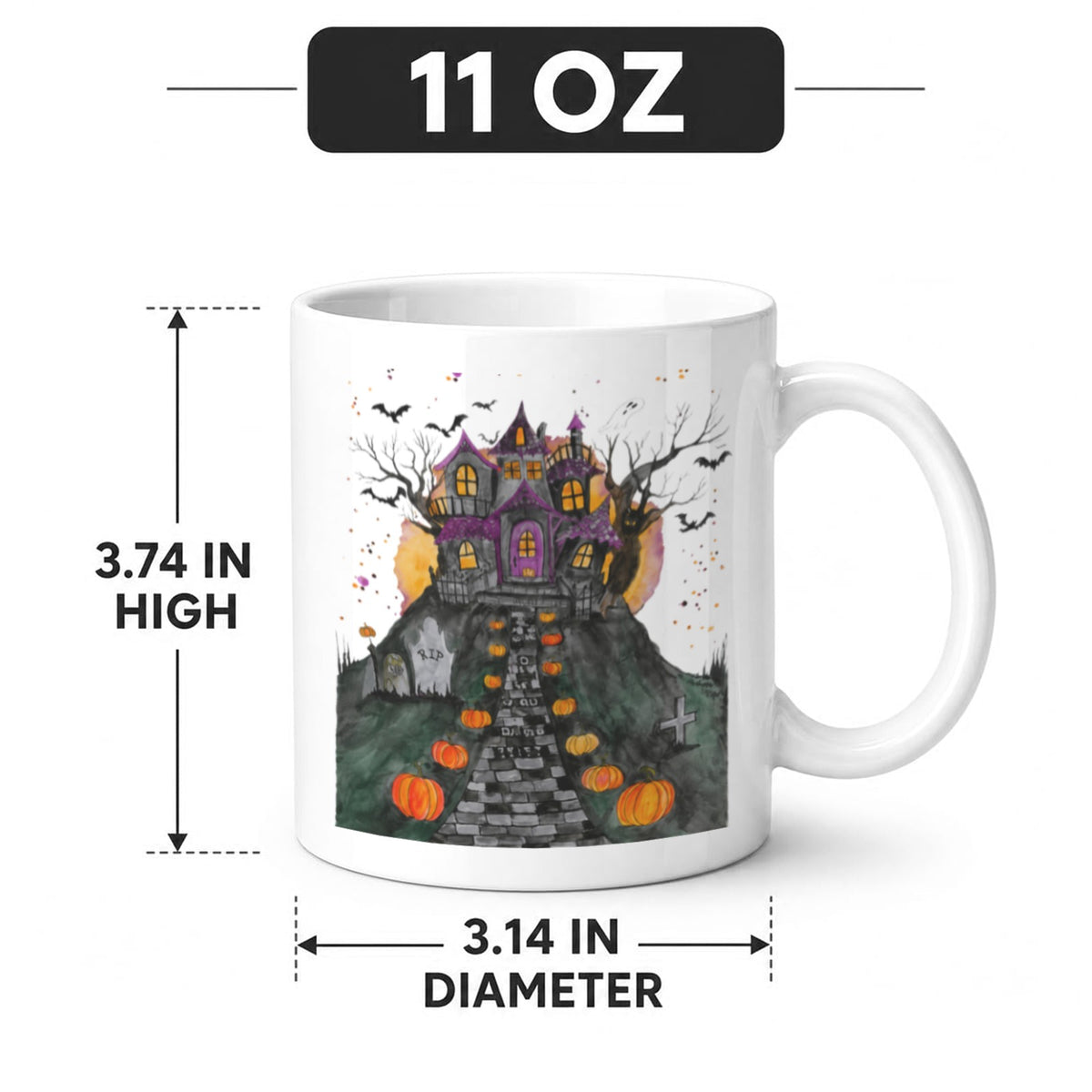 Cozy Haunted House 11 oz White Ceramic Mug