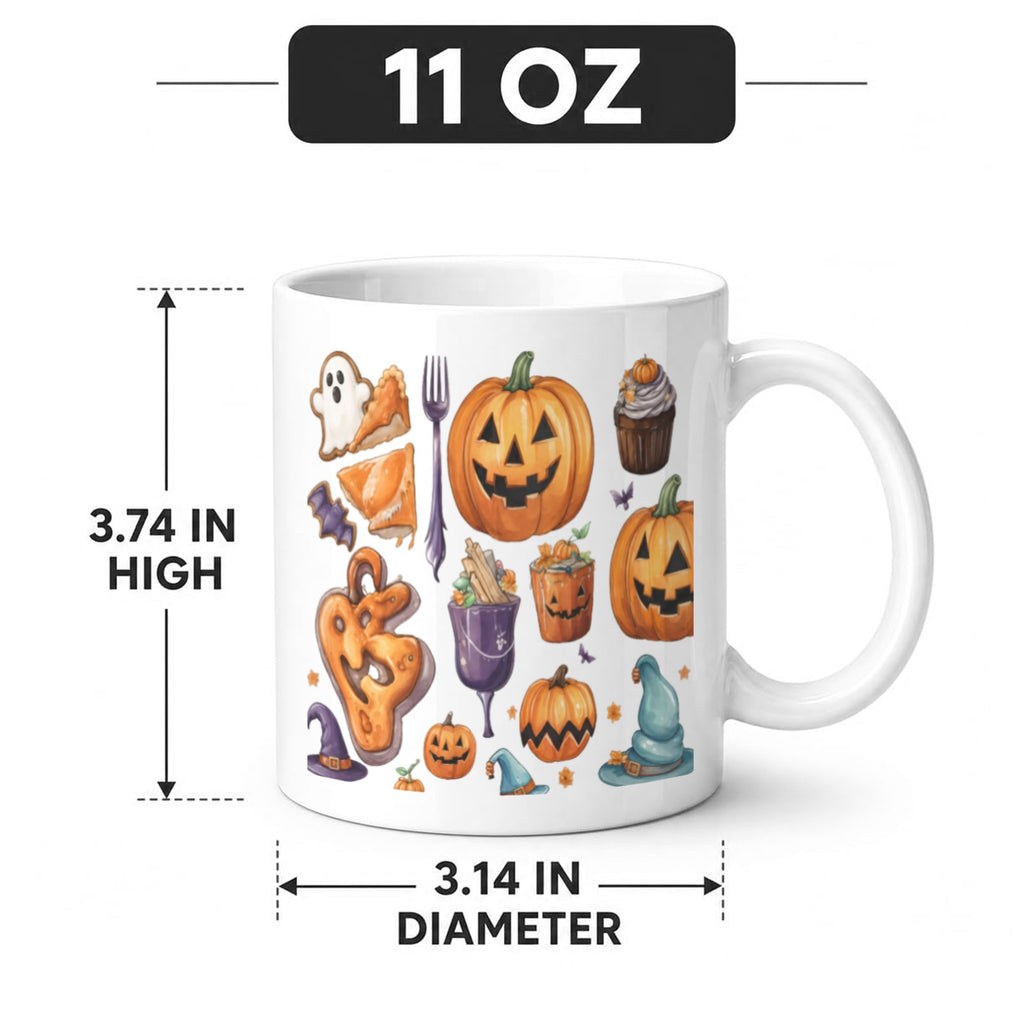 Pumpkin Checkerboard 11 oz White Ceramic Mug