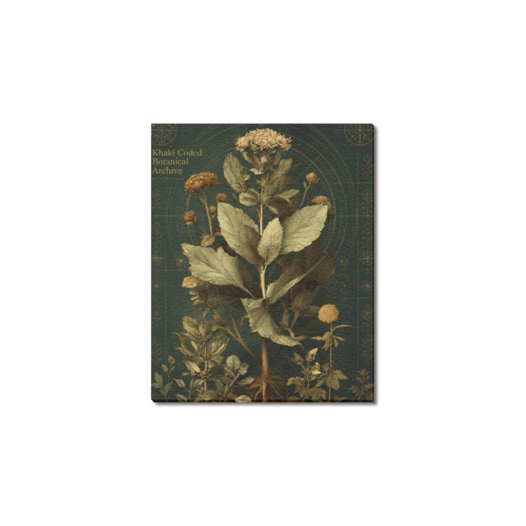 Khaki Coded Botanical Archive Frame Canvas Print 8"x10"