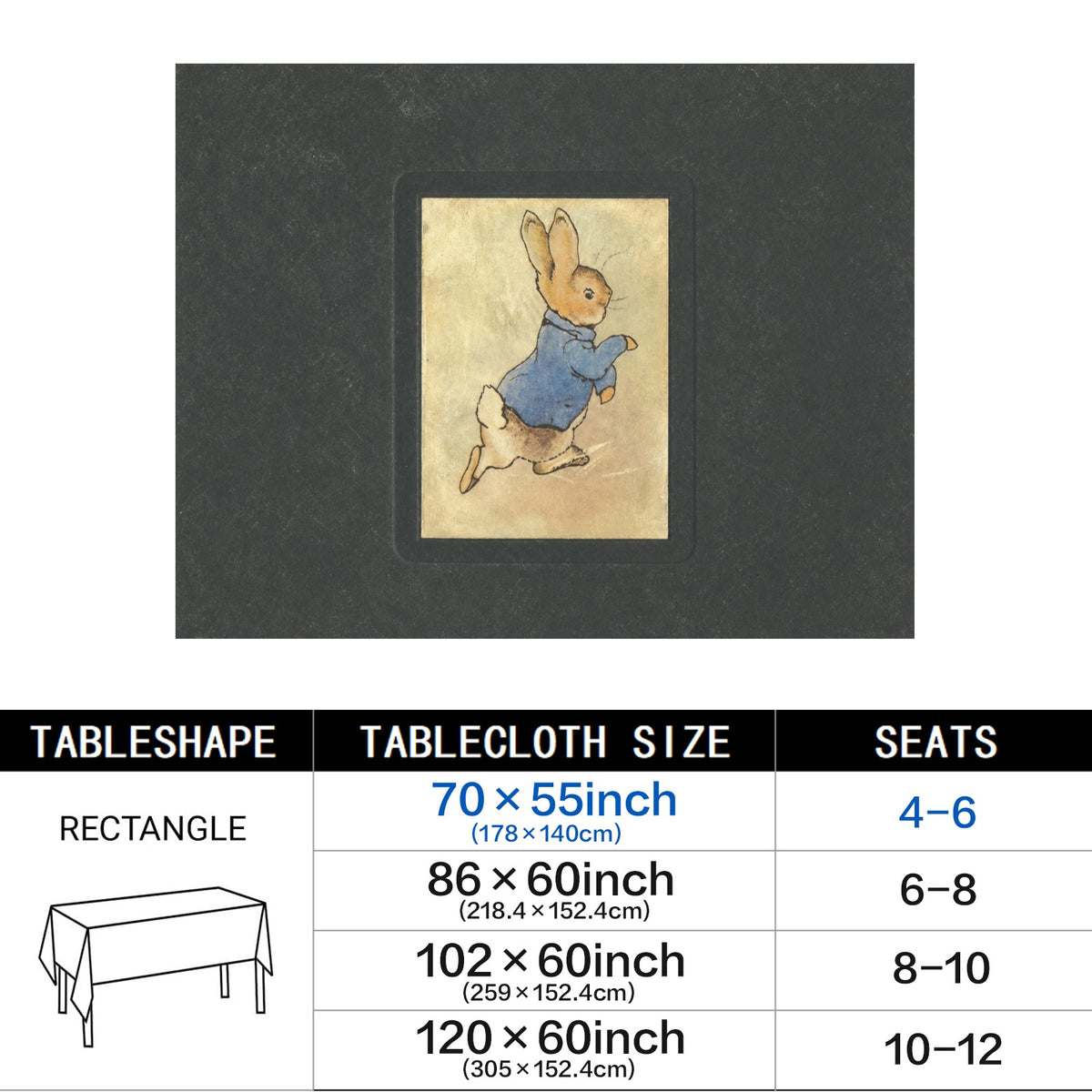 Burrow Map 178cm x 140cm Rectangular Tablecloth 70x55inch (QUE)