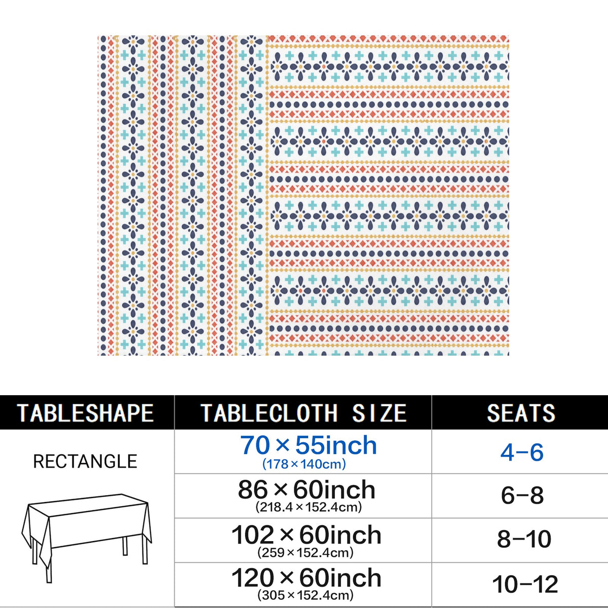 Coral Sea Snail 178cm x 140cm Rectangular Tablecloth 70x55inch (QUE)