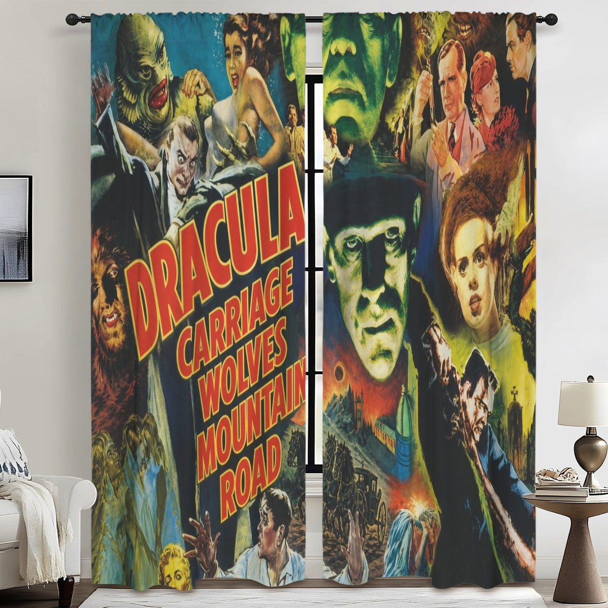 Dracula Poster Collage 52 x 84 in Window Curtain Set
