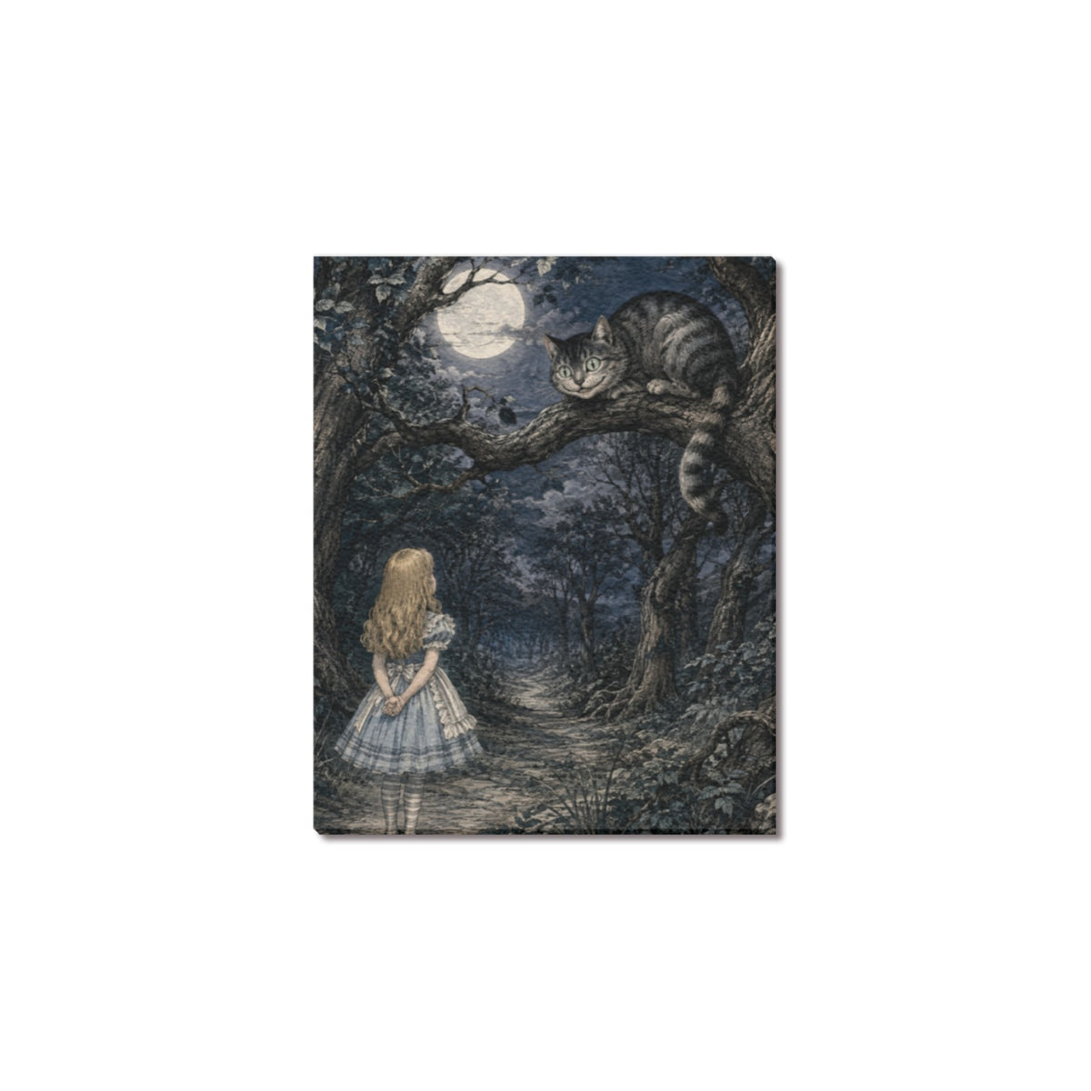 Alice Cheshire Cat Moon Frame Canvas Print 8"x10"