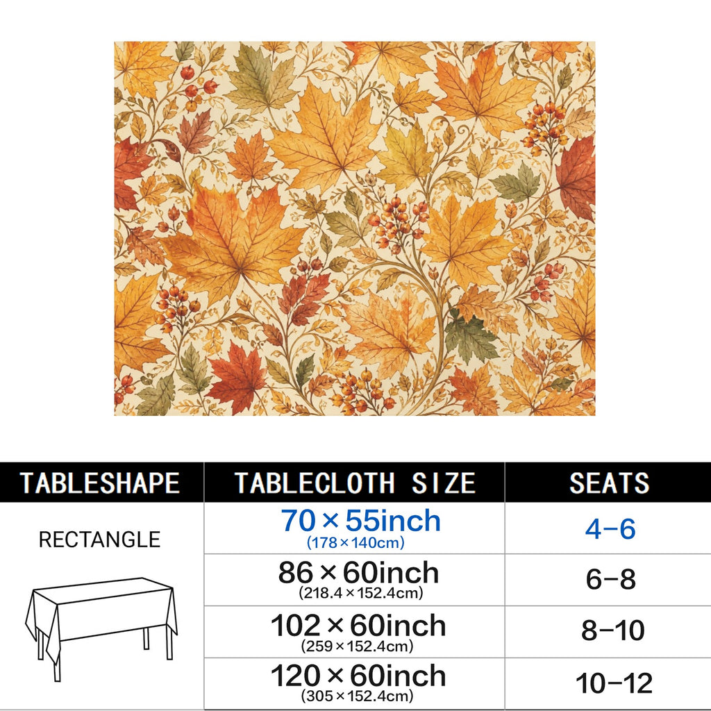 Maple 178cm x 140cm Rectangular Tablecloth 70x55inch (QUE)