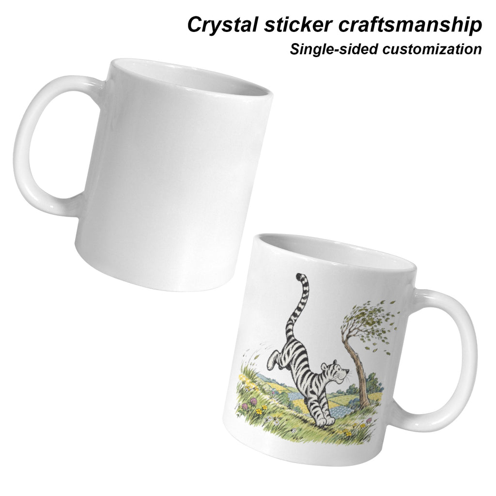 Shepard Tigger Patchwork Meadow Leap 11 oz White Ceramic Mug