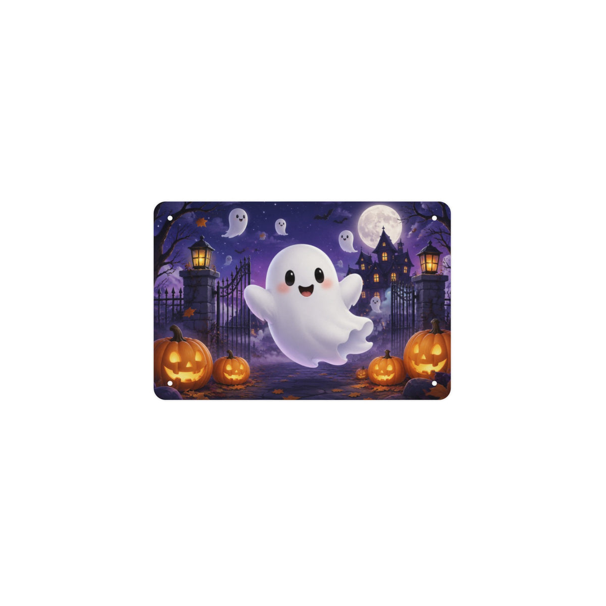 Friendly Ghost Boo 12 x 8 in Metal Tin Sign