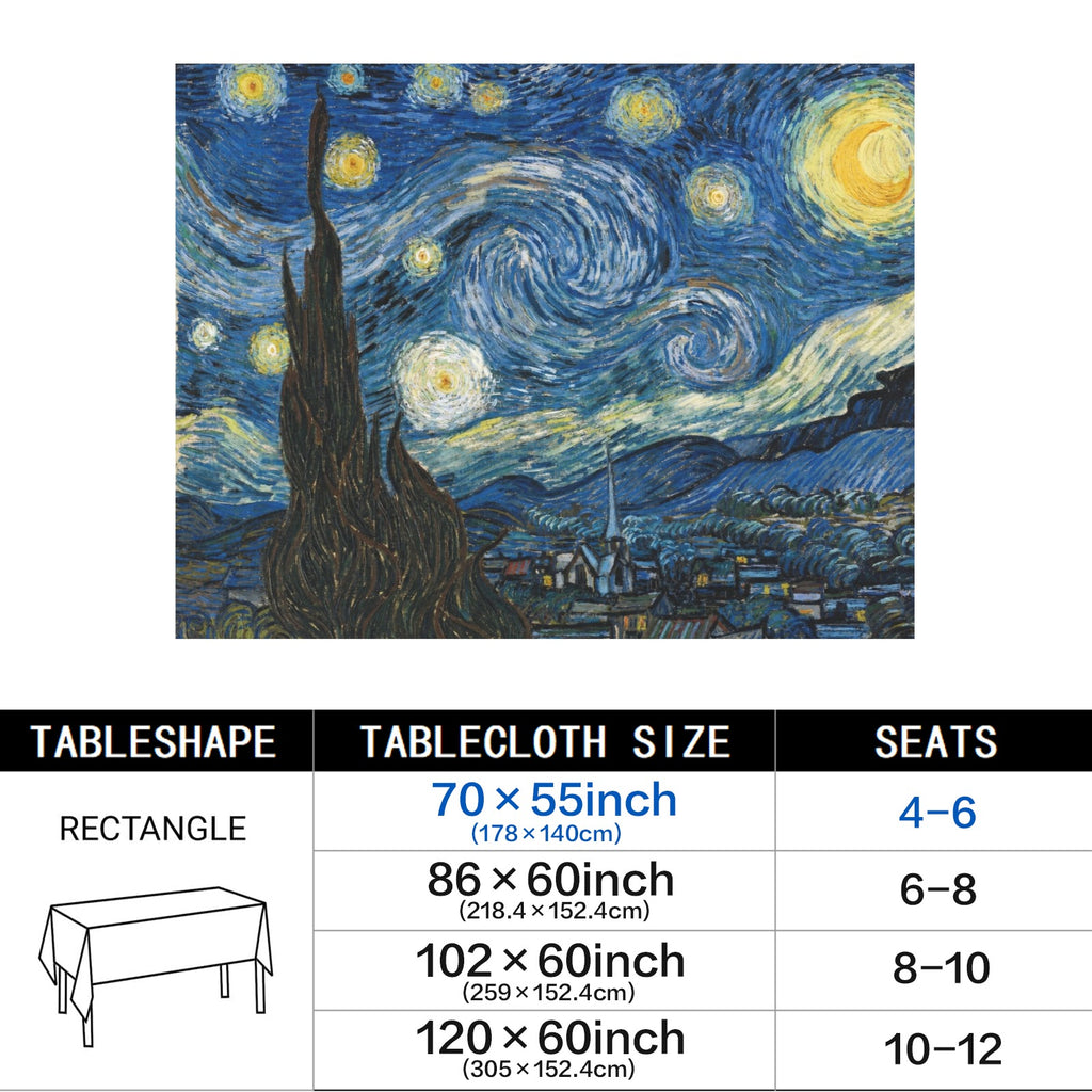 Starry Village 178cm x 140cm Rectangular Tablecloth 70x55inch (QUE)