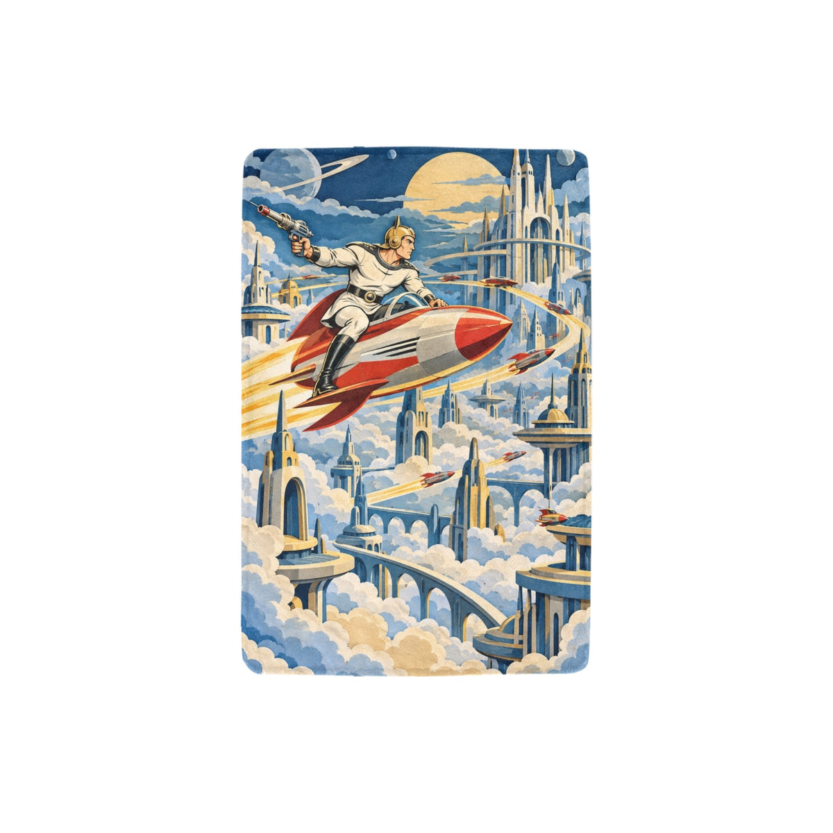 Buck Rogers Rocket City 32 x 48 in Micro Fleece Blanket