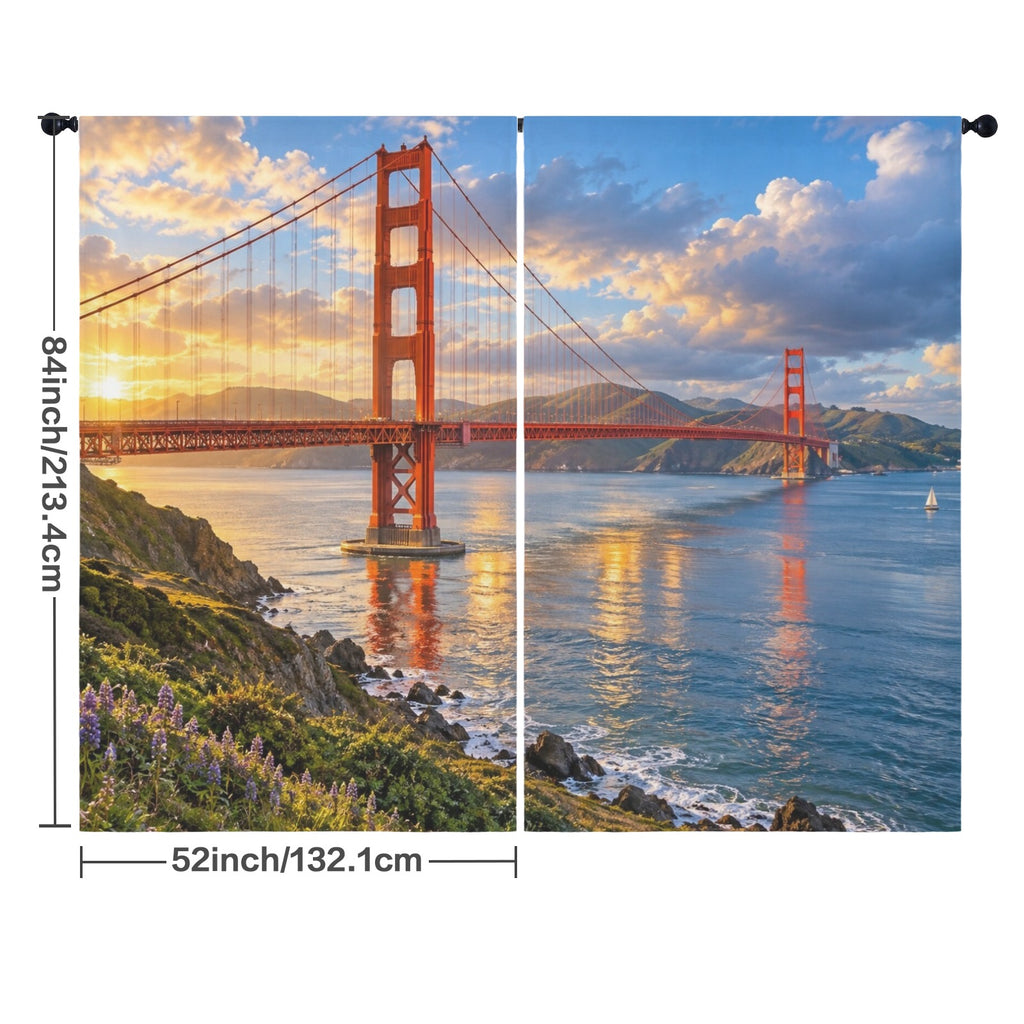 Golden Gate Rain Reflection 52 x 84 in Window Curtain Set