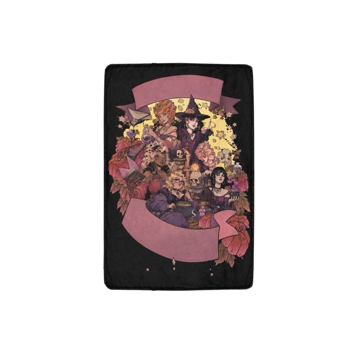 Witch Flying Over the Village 32 x 48 in Micro Fleece Blanket