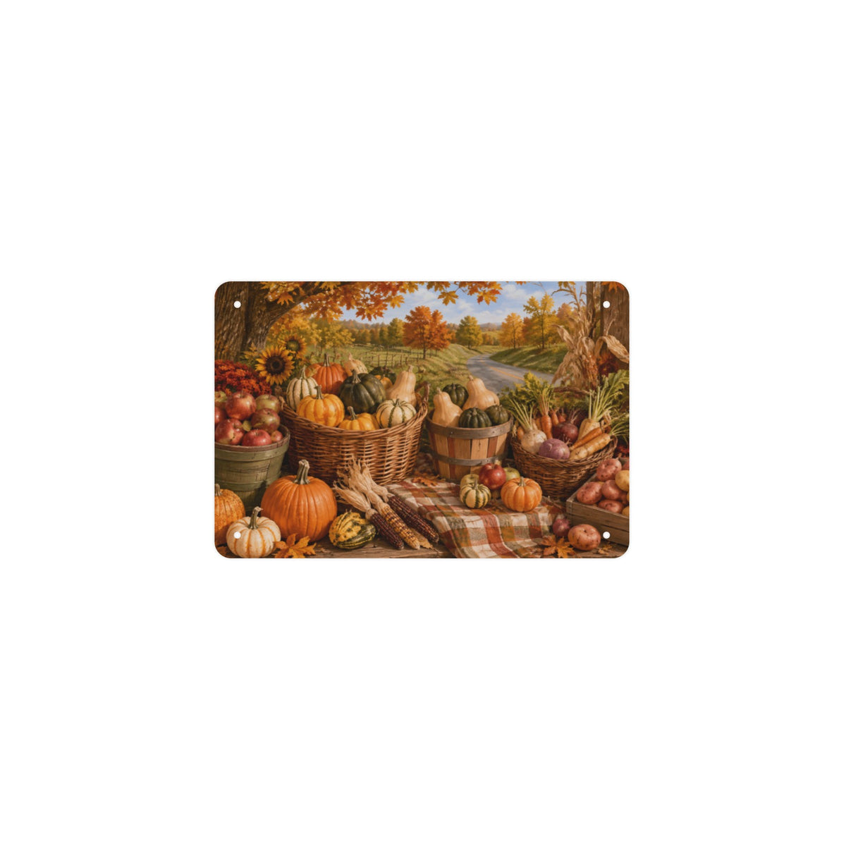 Fall Farmers Market 12 x 8 in Metal Tin Sign