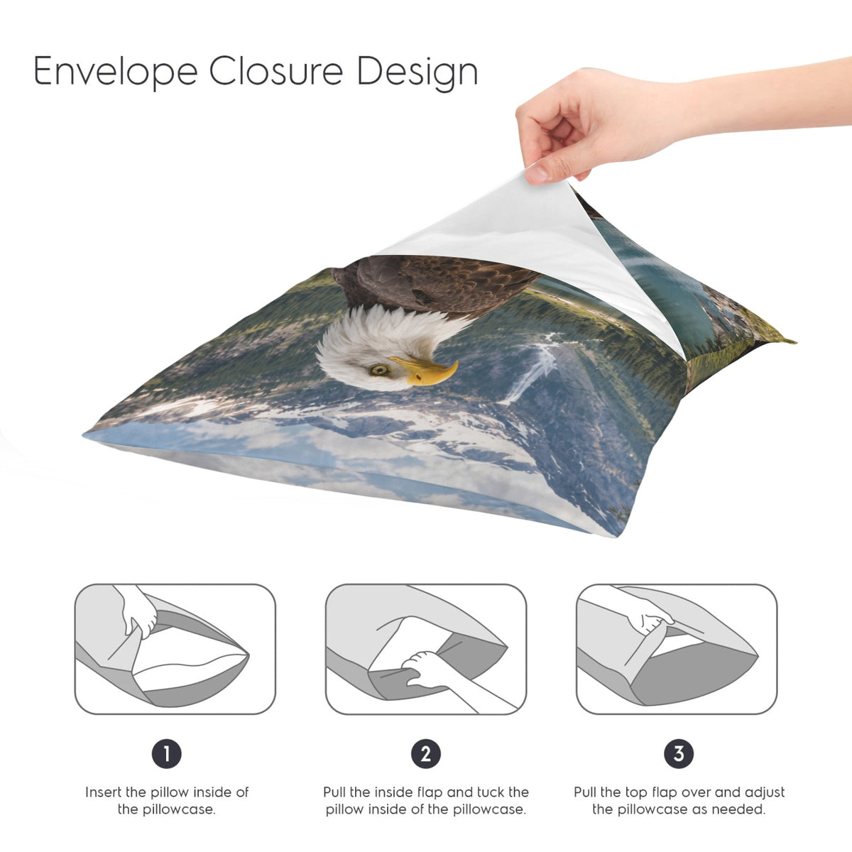 Perched Bald Eagle Lake 16 x 16 in Envelope Pillow Case