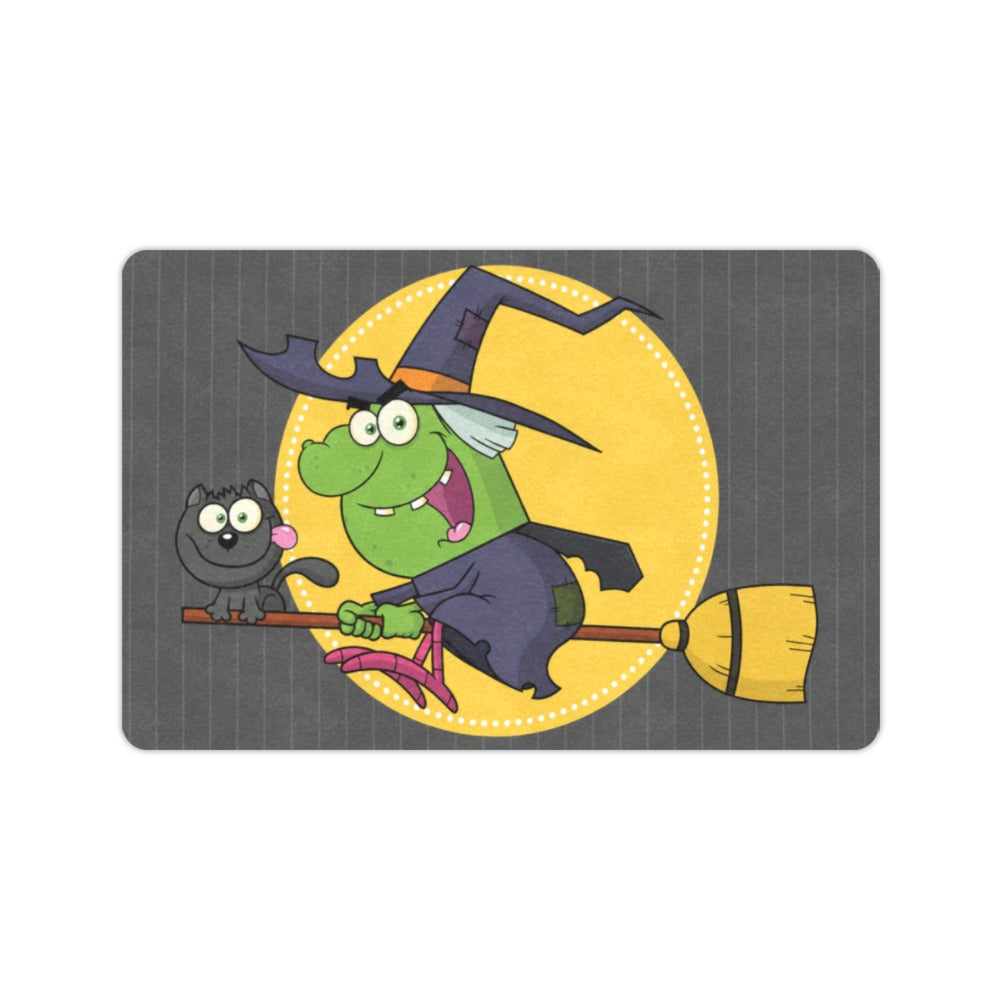 Witch Broomstick Black Cat 23.6 x 15.7 in Doormat