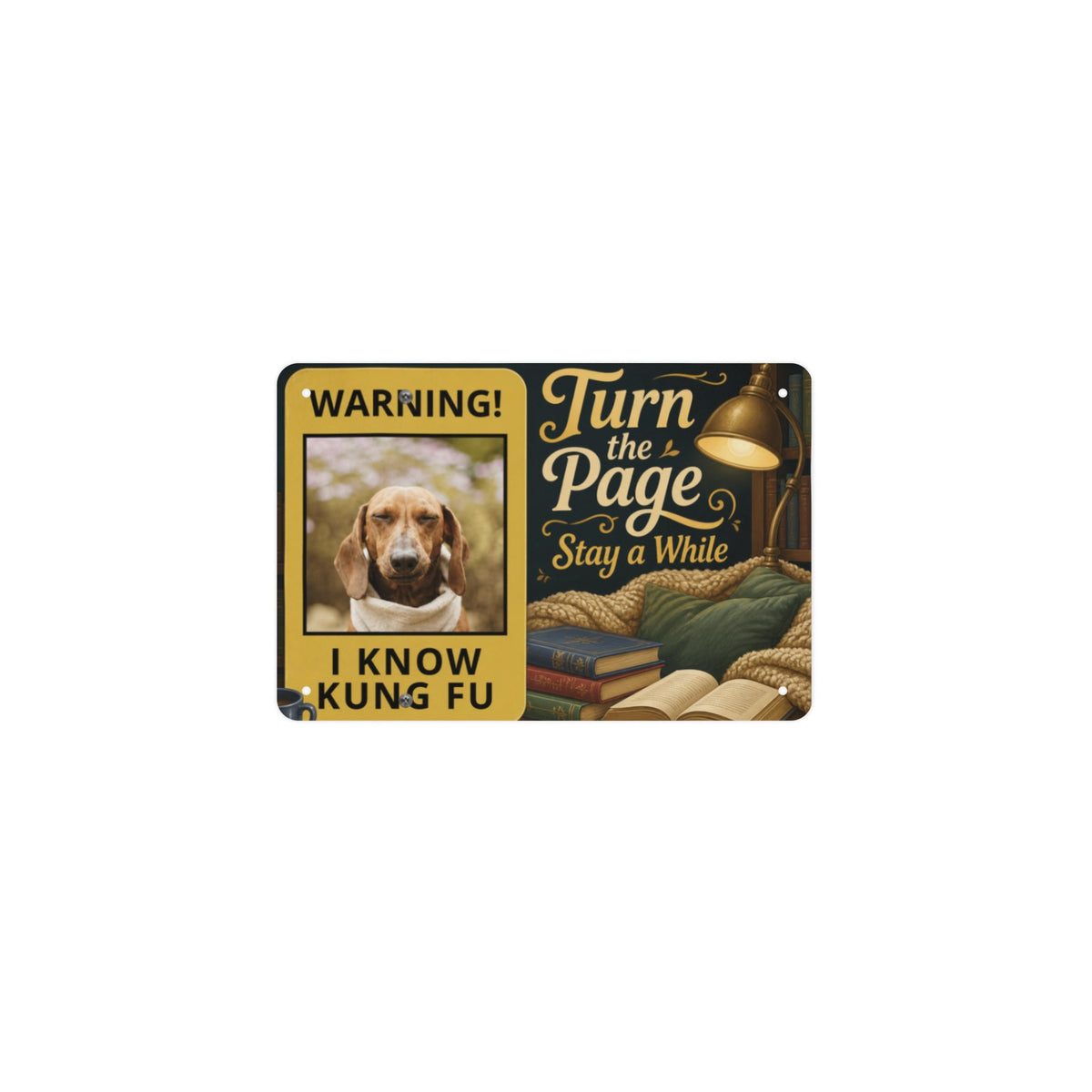 Turn The Page Stay A While 12 x 8 in Metal Tin Sign