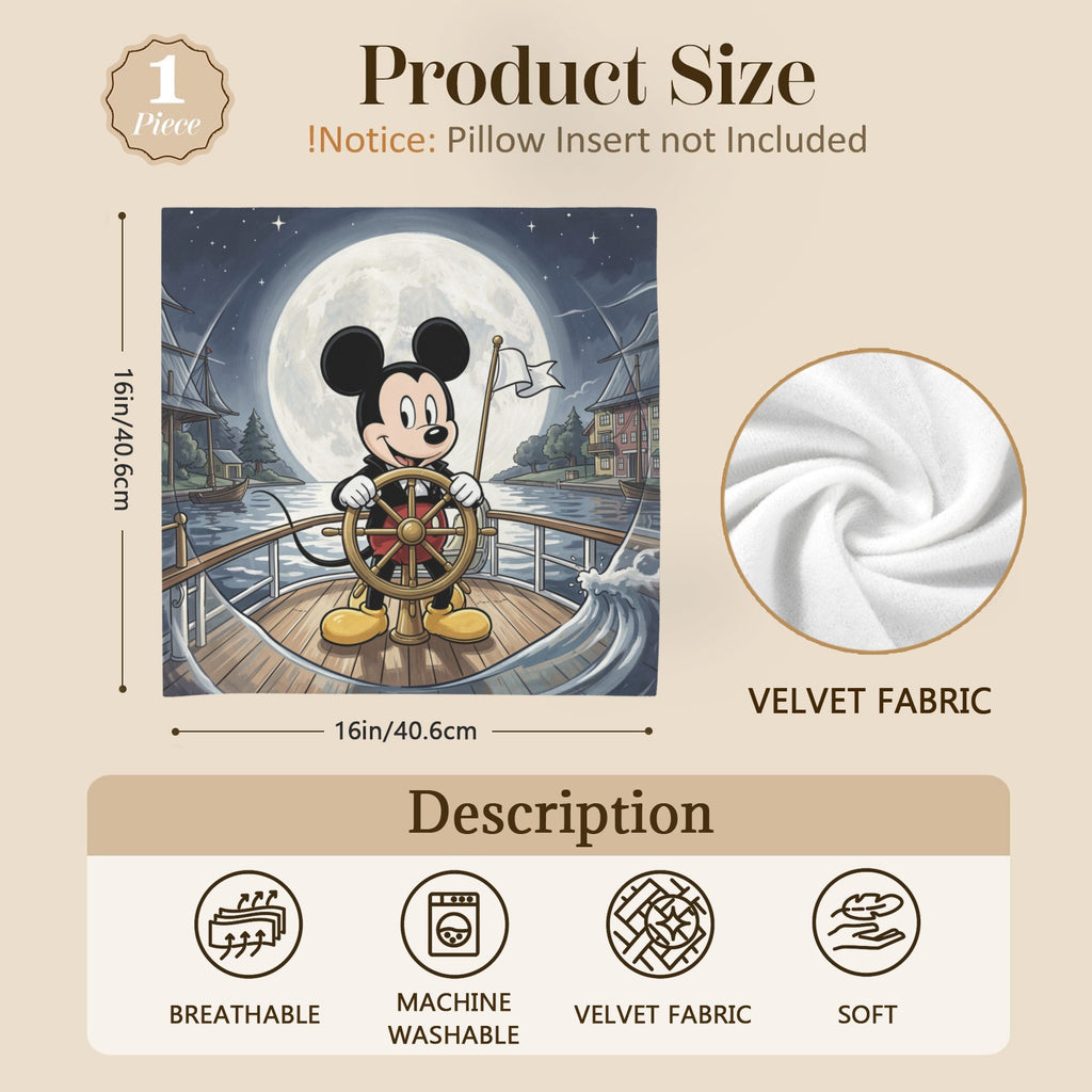 Mickey's Moonlit Riverboat 16 x 16 in Envelope Pillow Case