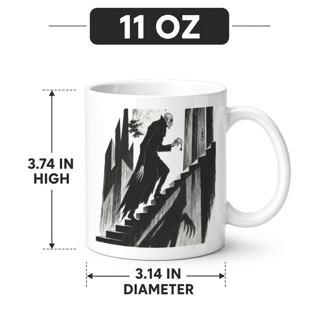 Count Orlok Moonlit Staircase Key 11 oz White Ceramic Mug