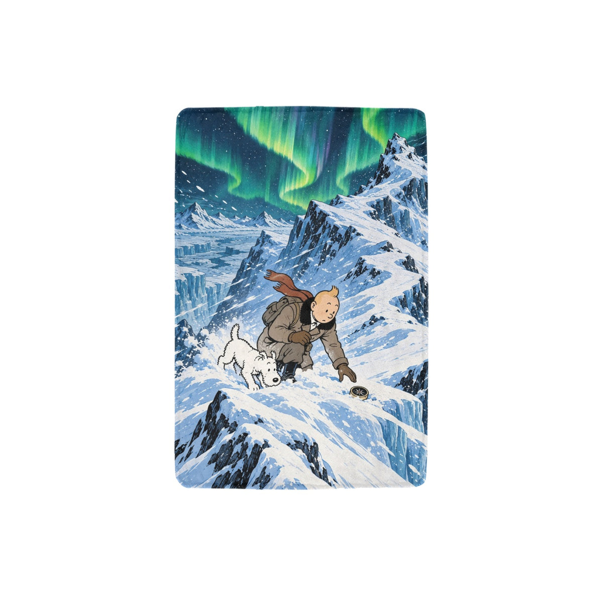 Tintin and Snowy Aurora Ridge 32 x 48 in Micro Fleece Blanket