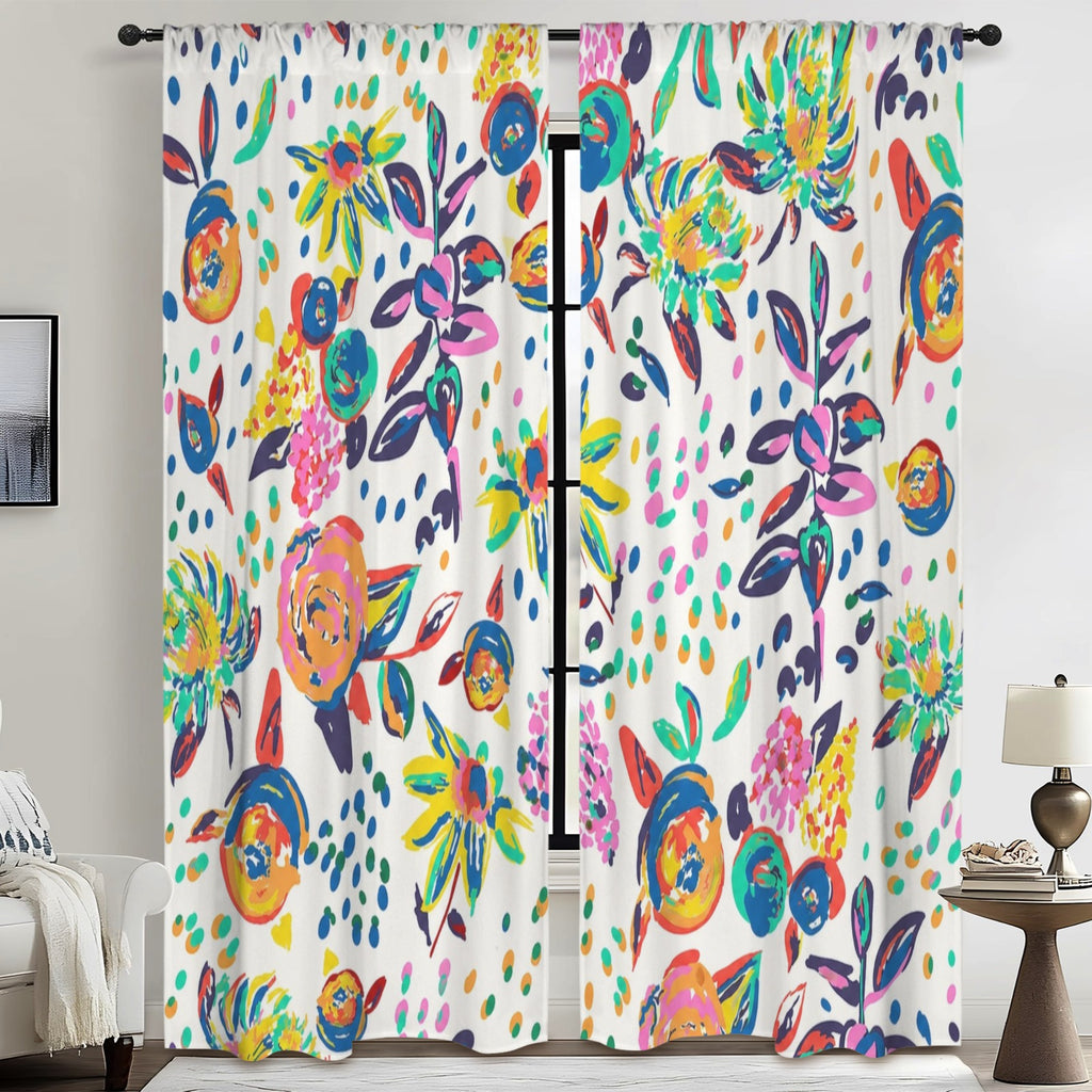 Maximalist Garden Blooms 52 x 84 in Window Curtain Set