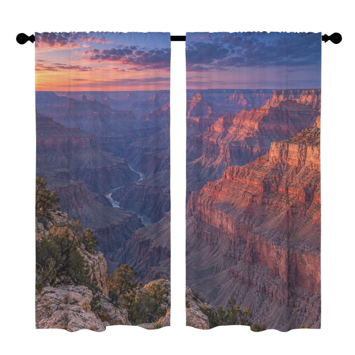 Grand Canyon Blue-Hour Cliffs 52 x 84 in Window Curtain Set