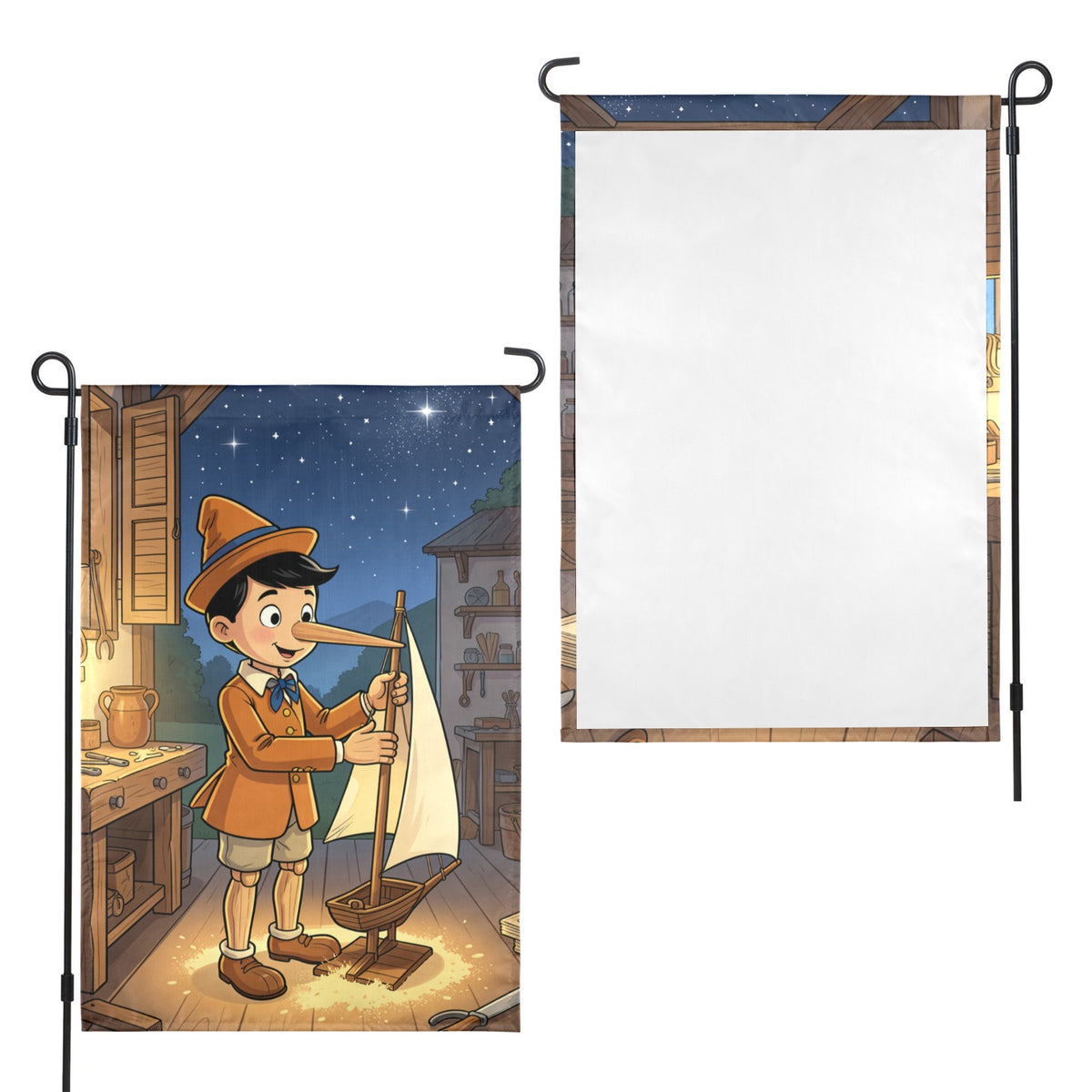 Starlit Sailboat Pinocchio 12 x 18 in Garden Flag