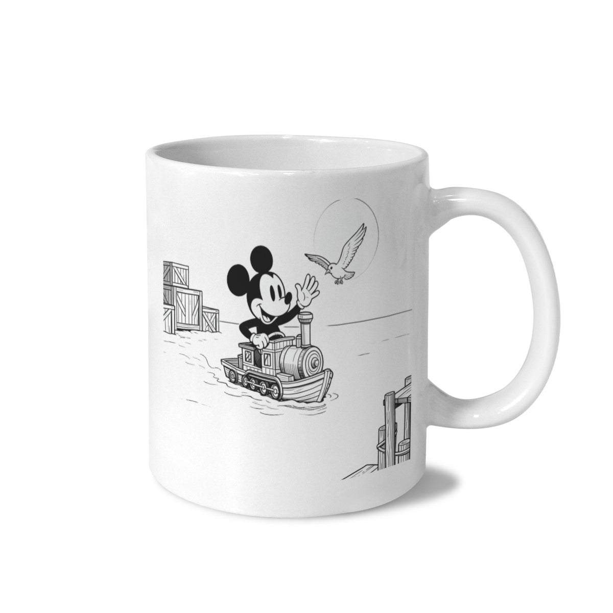 Steamboat Dawn Harbor Mickey 11 oz White Ceramic Mug