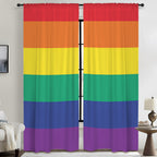 Rainbow Minimalist Stripes 52 x 84 in Window Curtain Set