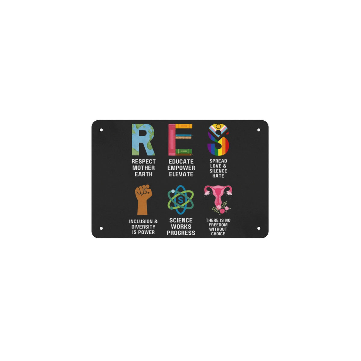 Resist Floral LGBTQ Rights Trans Equality 12 x 8 in Metal Tin Sign