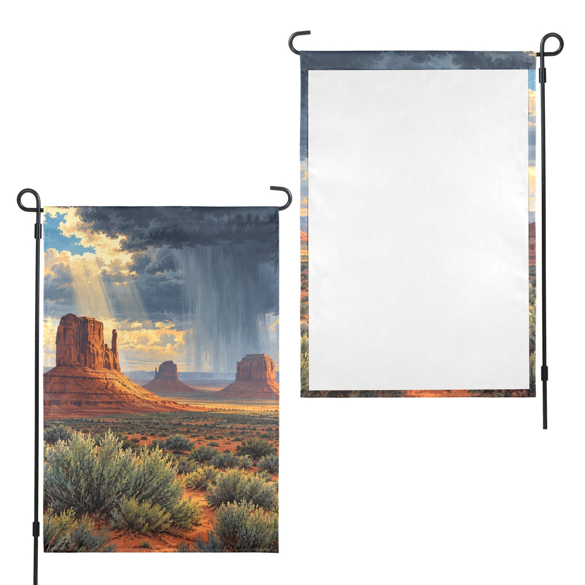 Monument Valley rain shaft and sage 12 x 18 in Garden Flag