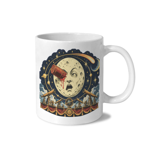 1902 Moon Face Comet Telescope Stage 11 oz White Ceramic Mug