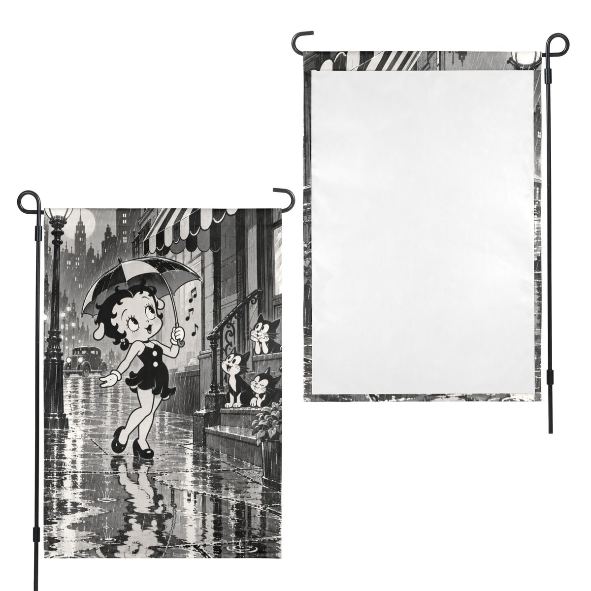 Betty Boop Rainy Serenade 12 x 18 in Garden Flag
