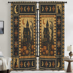 Haunted Castle Cat 52 x 84 in Window Curtain Set