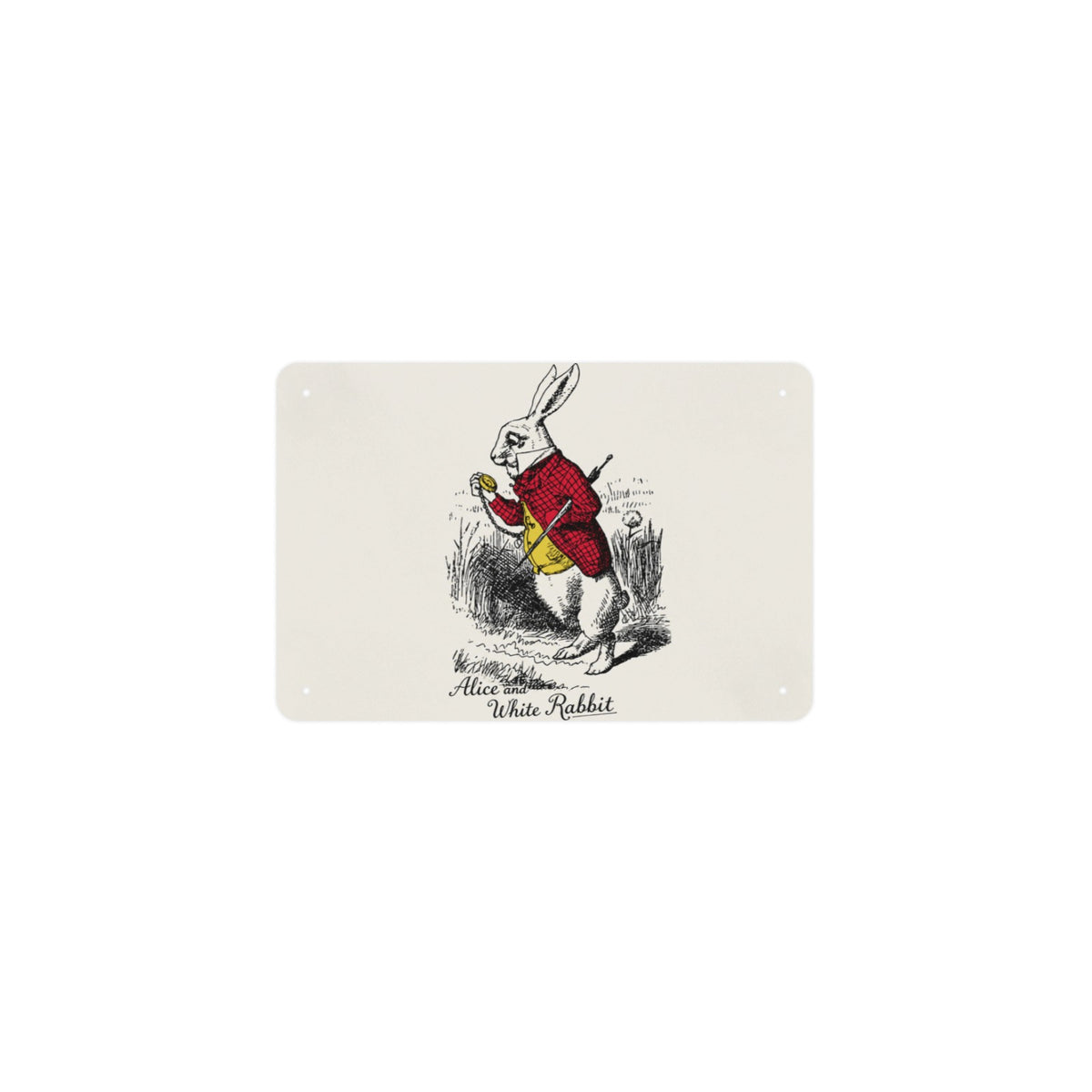 Alice and White Rabbit 12 x 8 in Metal Tin Sign