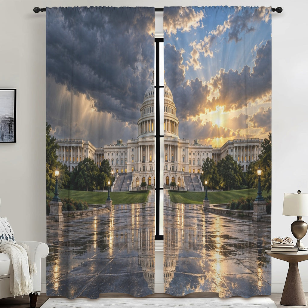 U.S. Capitol Clearing Storm 52 x 84 in Window Curtain Set
