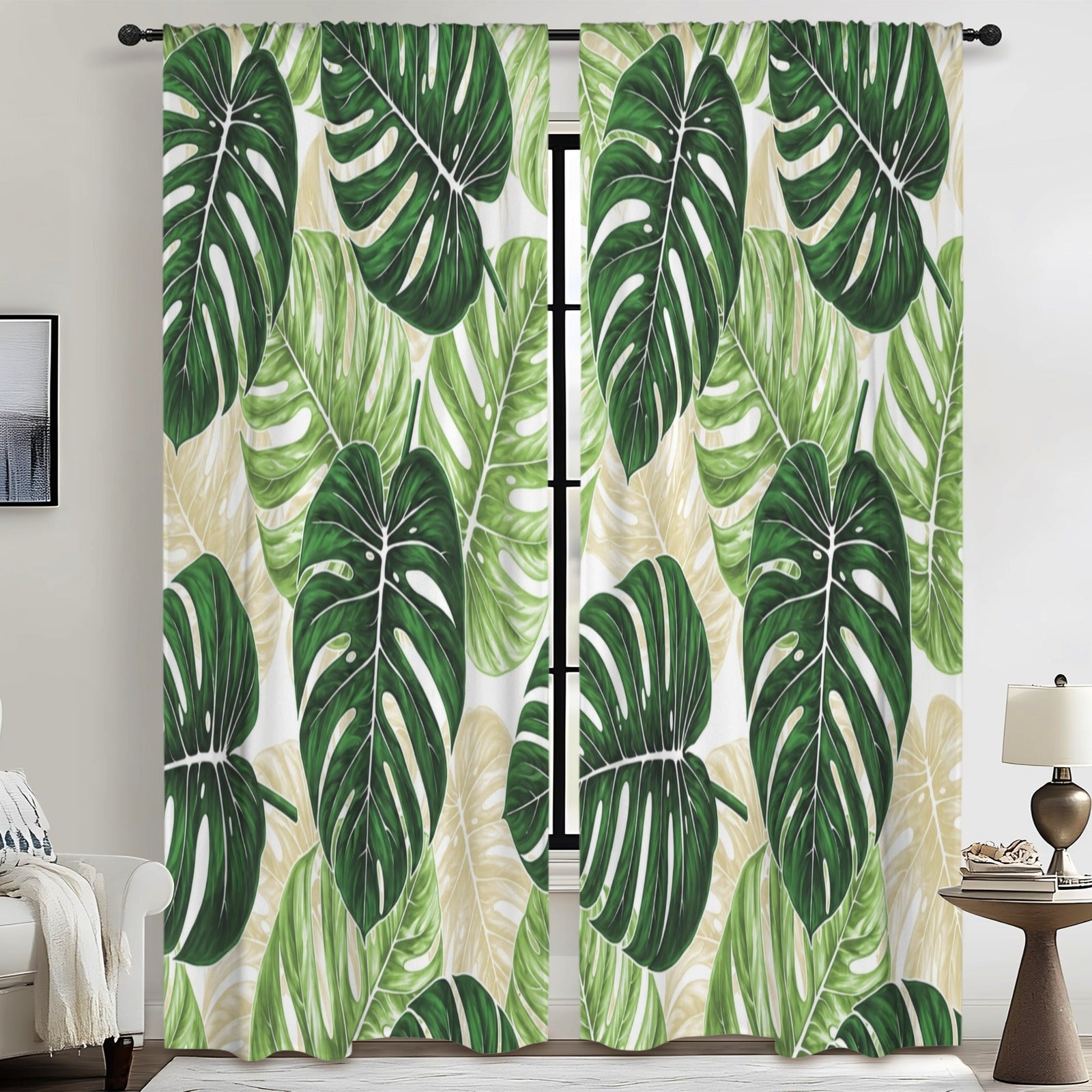 Palm Leaf Greenhouse 52 x 84 in Window Curtain Set