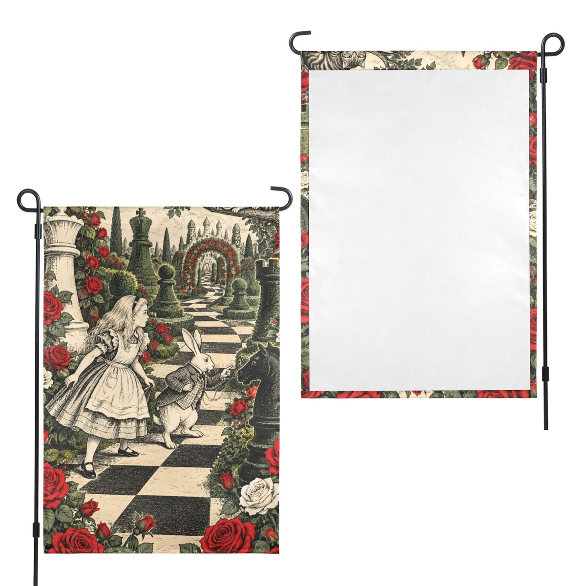 Alice 1865 giant chess garden 12 x 18 in Garden Flag