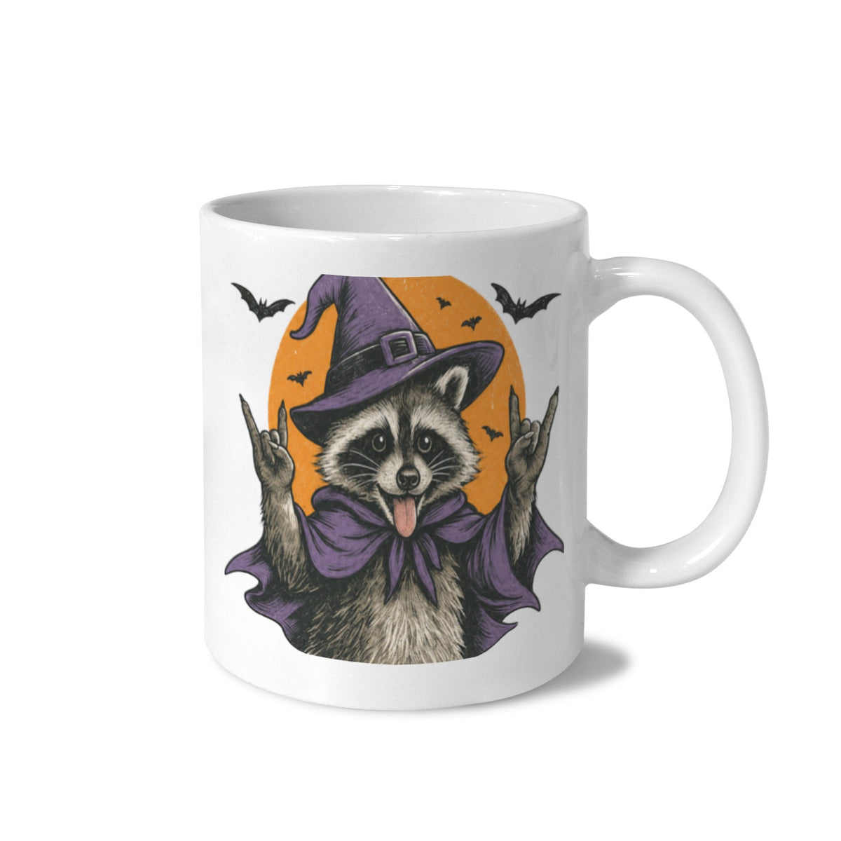 Raccoon Trick-or-Treat Night 11 oz White Ceramic Mug