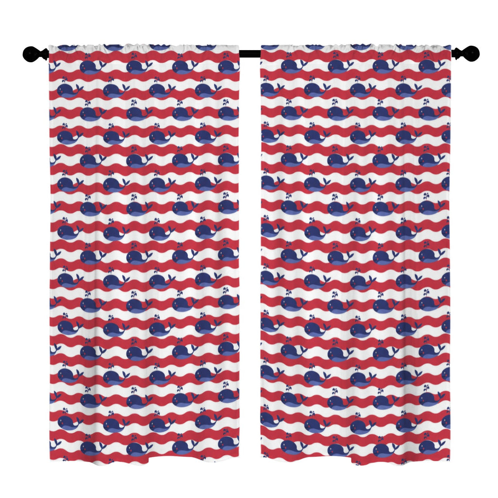 Nautical whale pattern 52 x 84 in Window Curtain Set