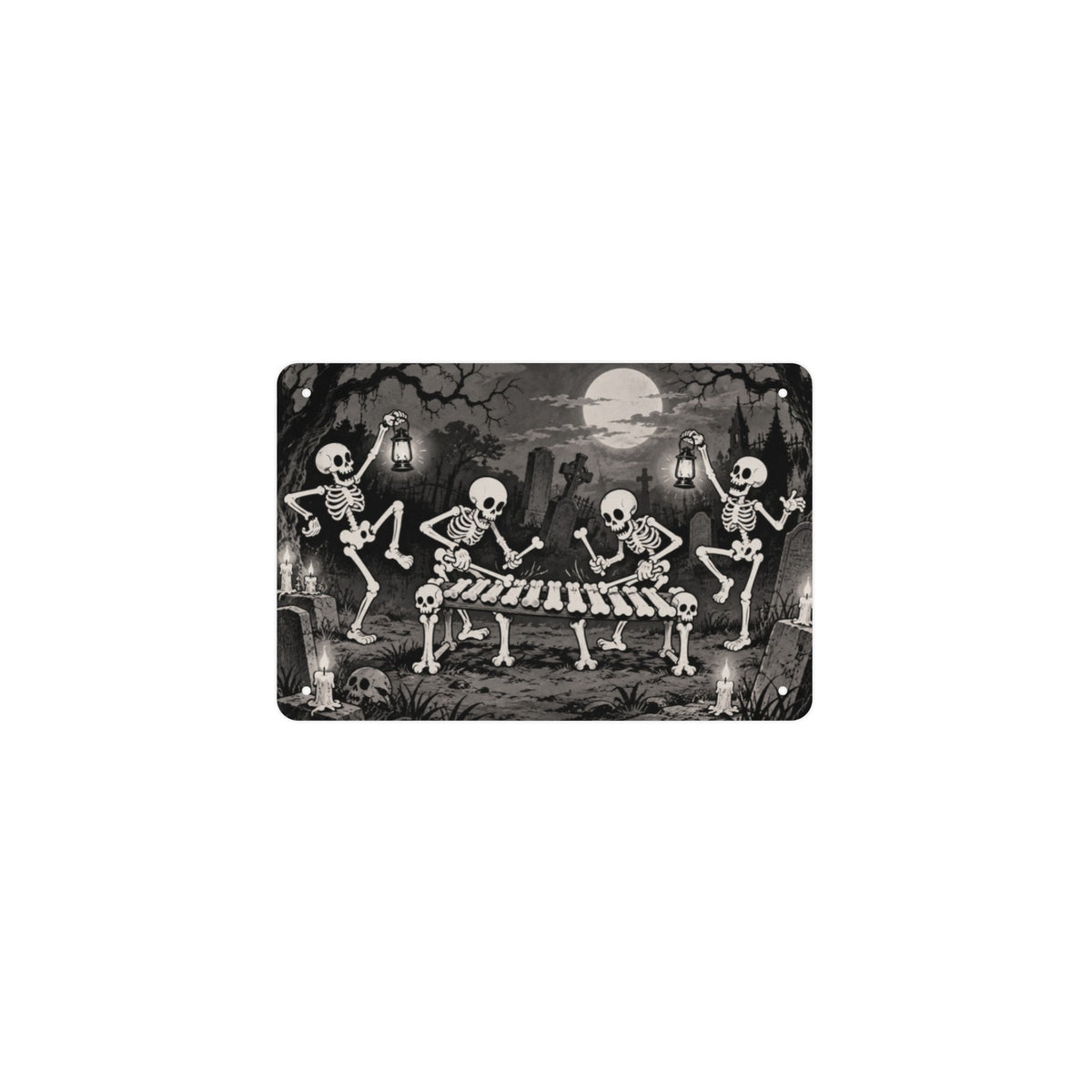 Cemetery Bone Xylophone 12 x 8 in Metal Tin Sign