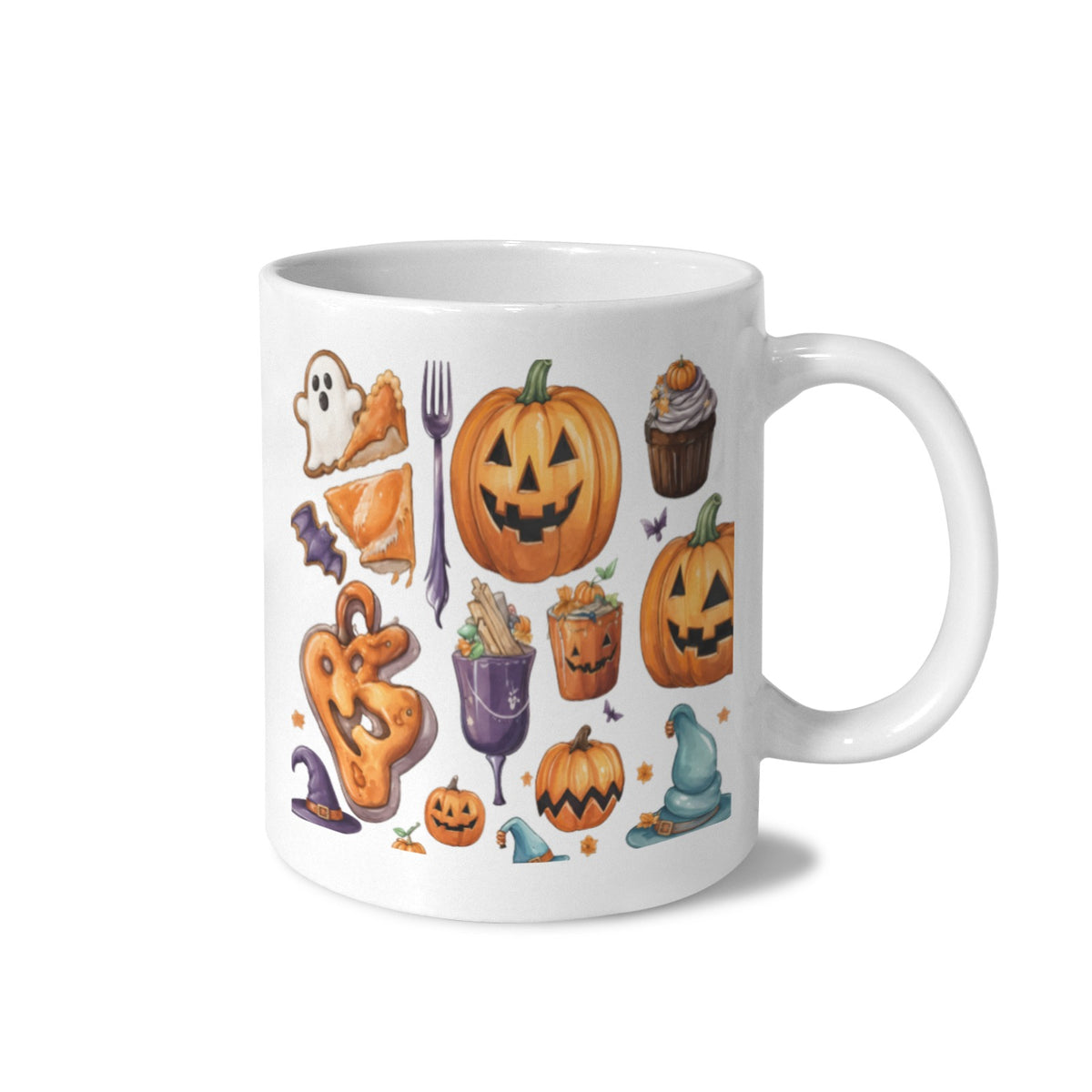 Pumpkin Checkerboard 11 oz White Ceramic Mug