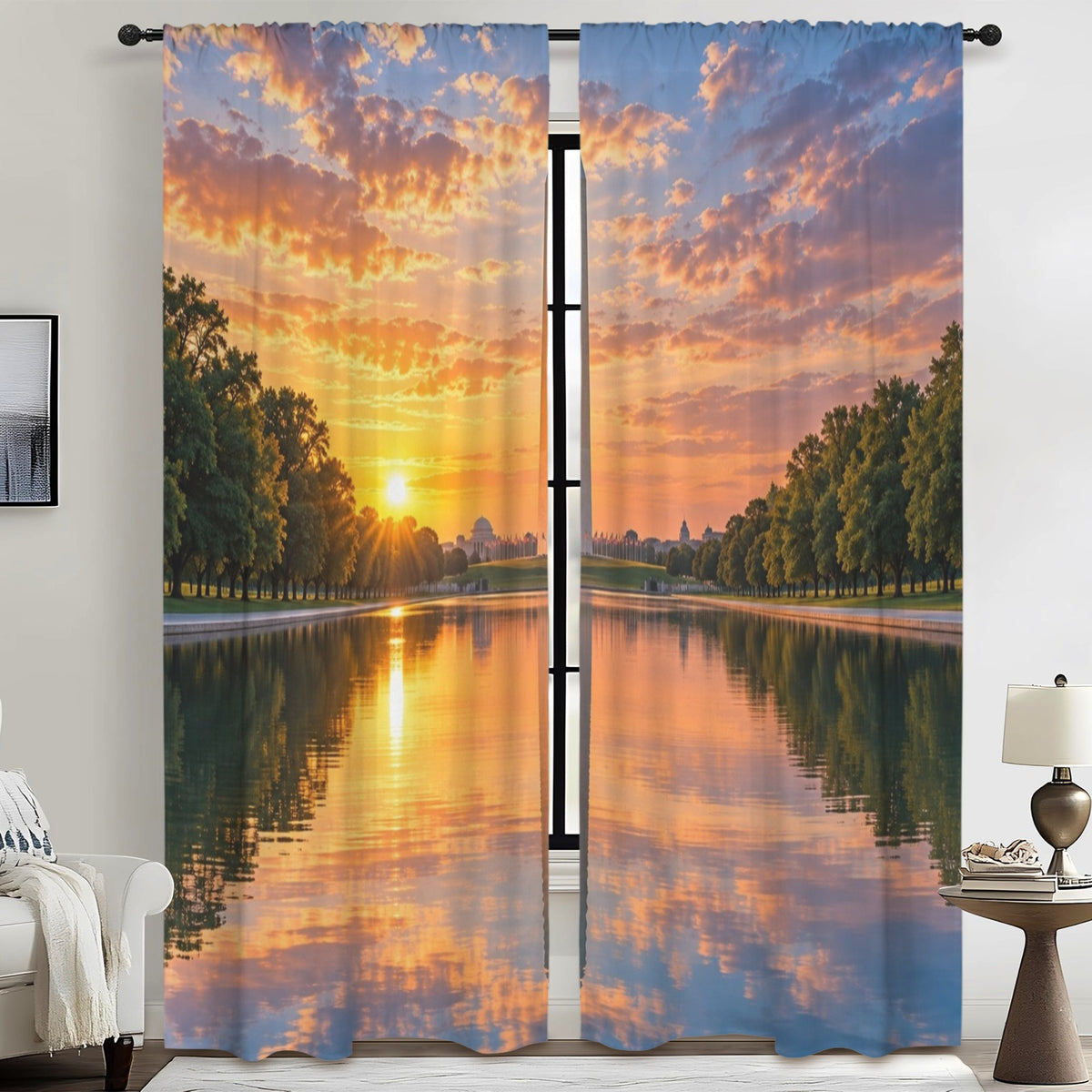 Washington Monument Sunrise Pool 52 x 84 in Window Curtain Set
