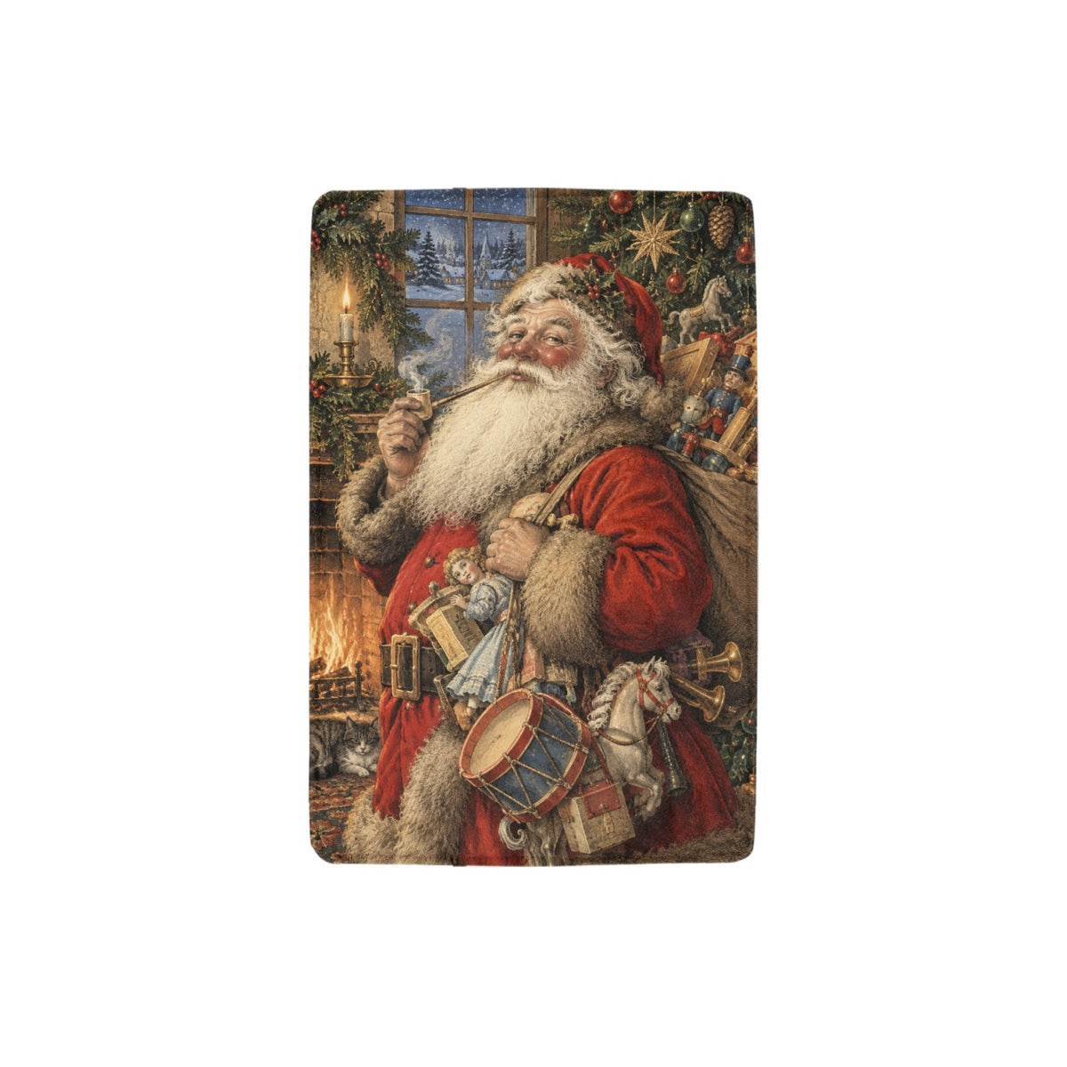 Merry Old Santa Portrait 32 x 48 in Micro Fleece Blanket