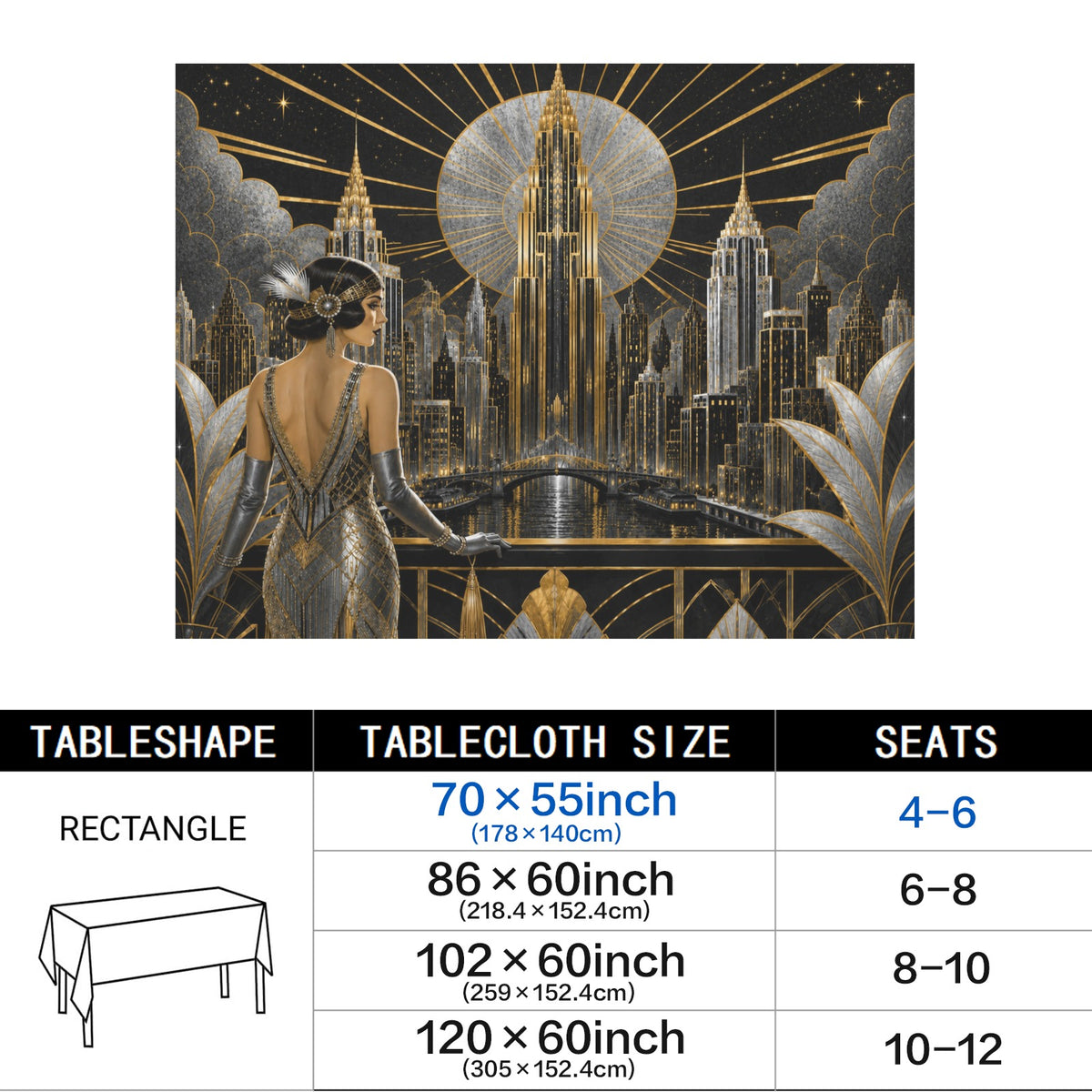 Green Light Eyes 178cm x 140cm Rectangular Tablecloth 70x55inch (QUE)