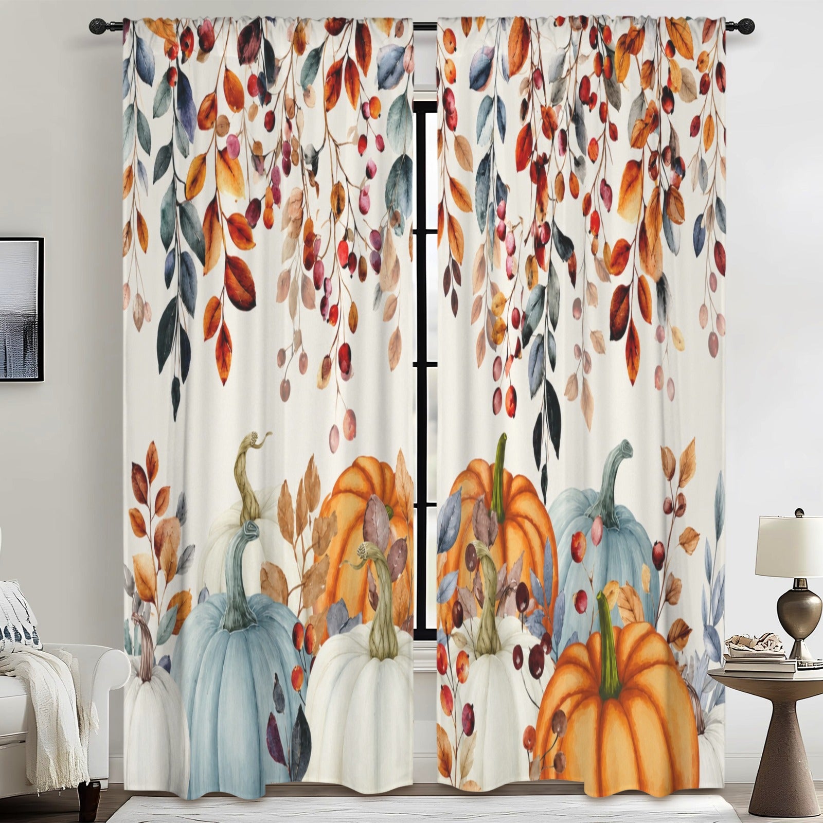 Pumpkin Spice Harvest 52 x 84 in Window Curtain Set