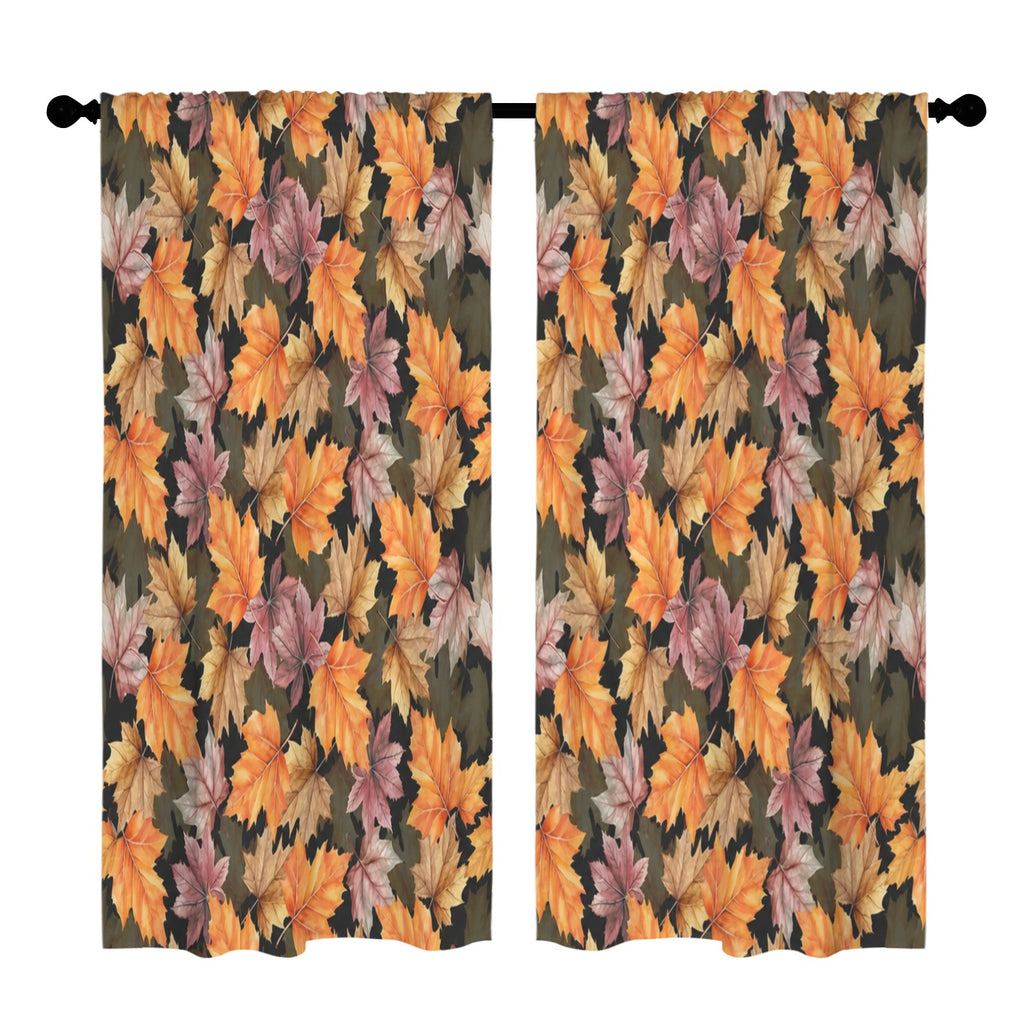 Watercolor Fall Maple Drift 52 x 84 in Window Curtain Set