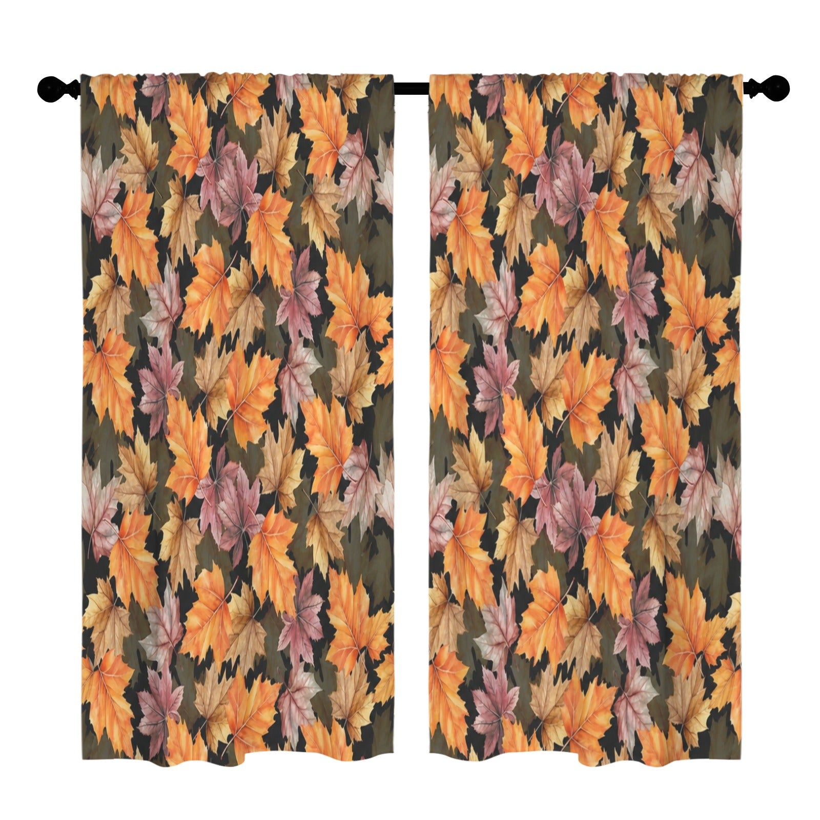 Watercolor Fall Maple Drift 52 x 84 in Window Curtain Set