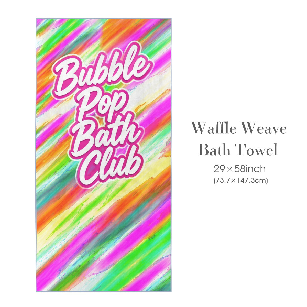 Bubble Pop Bath Club 29"x58" (QUE) Waffle Weave Bath Towel