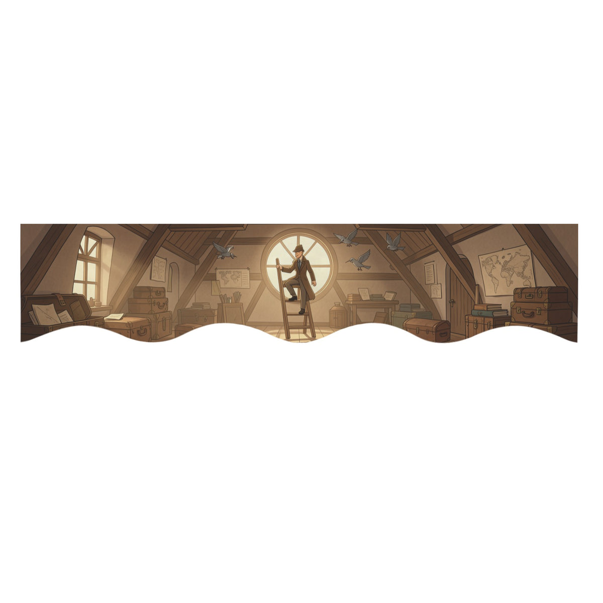 Clockwork Attic — 200cm x 43.1cm Fireplace Cloth (QUE)