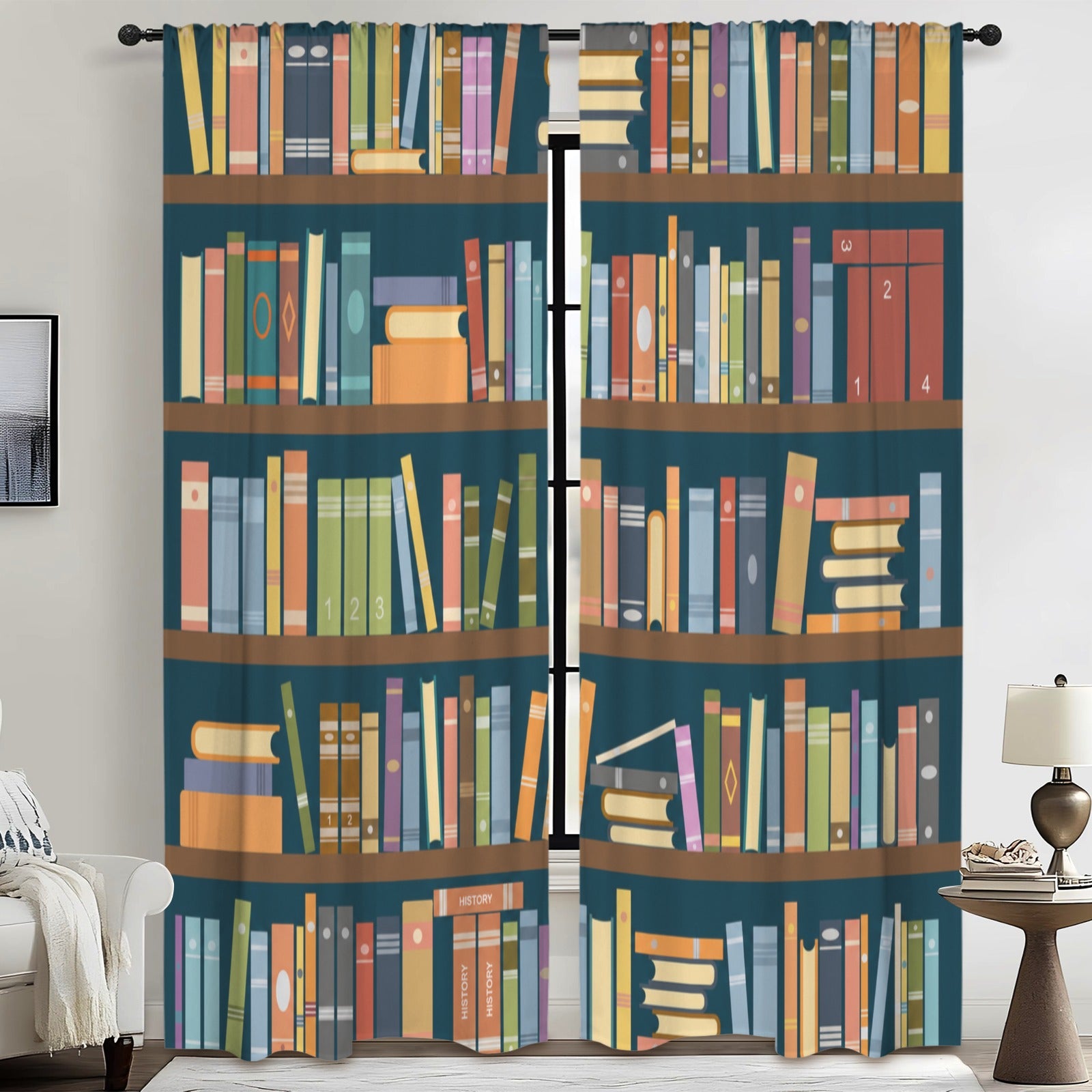 Back-to-School Bookshelf 52 x 84 in Window Curtain Set